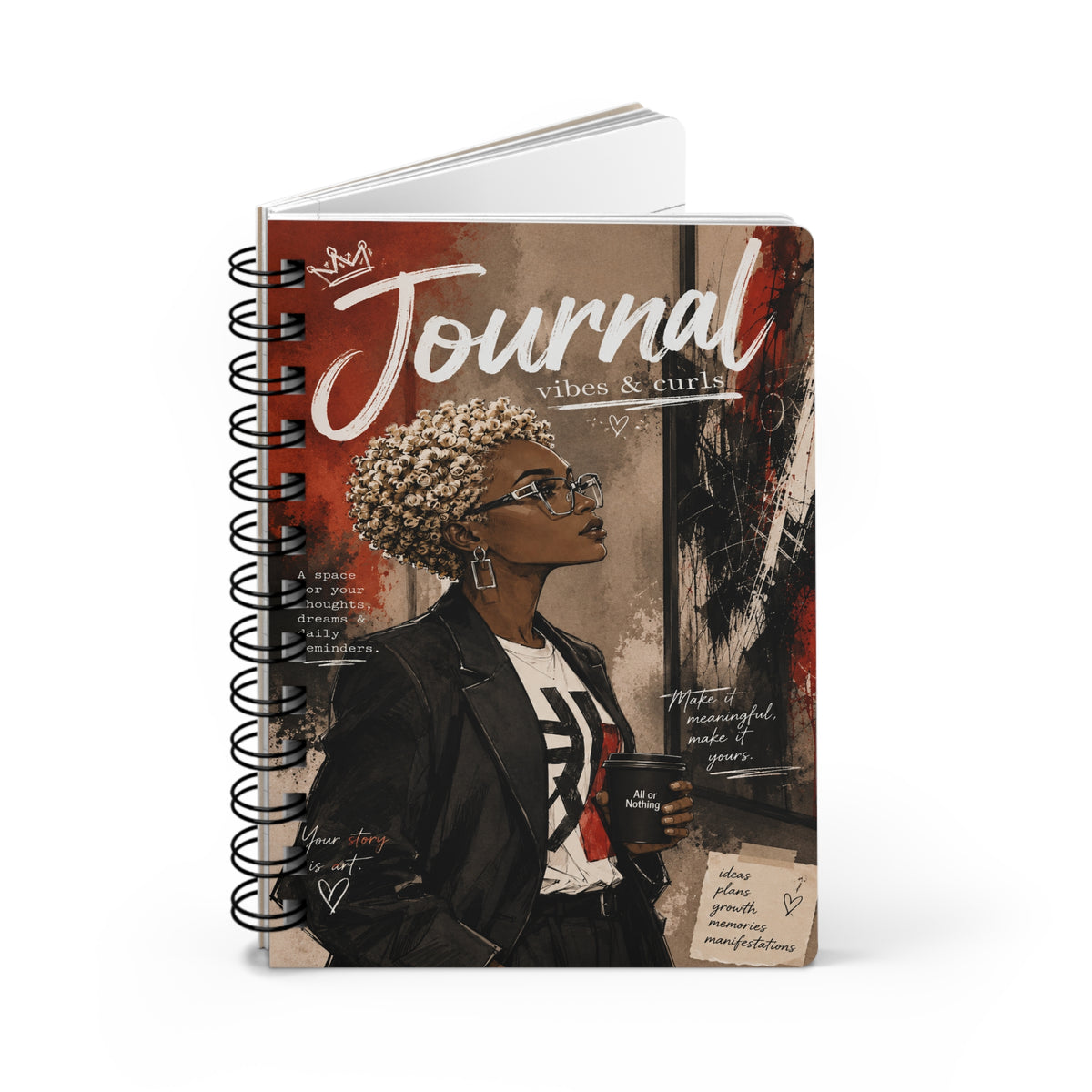 Spiral Journal — Urban Chic 'Journal Vibes & Curls' Notebook for Creative Women