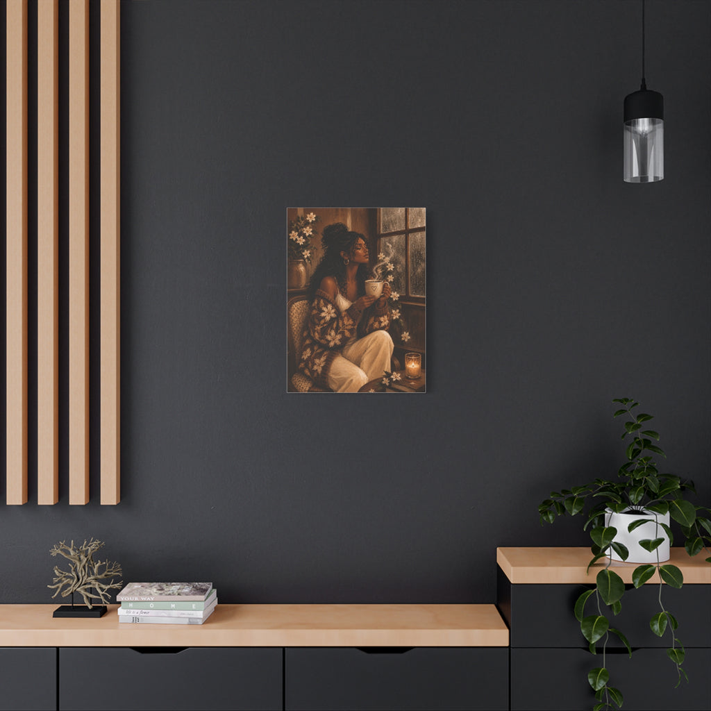 Warm Café Scene Stretched Wall Decor