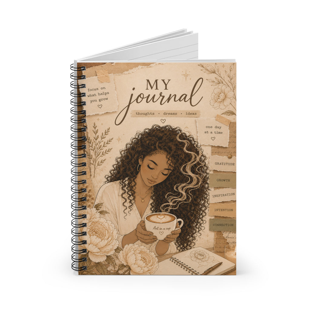 My Journal Spiral Notebook — Cozy Floral Guided Ruled Notebook for Gratitude, Self-Care & Daily Reflection