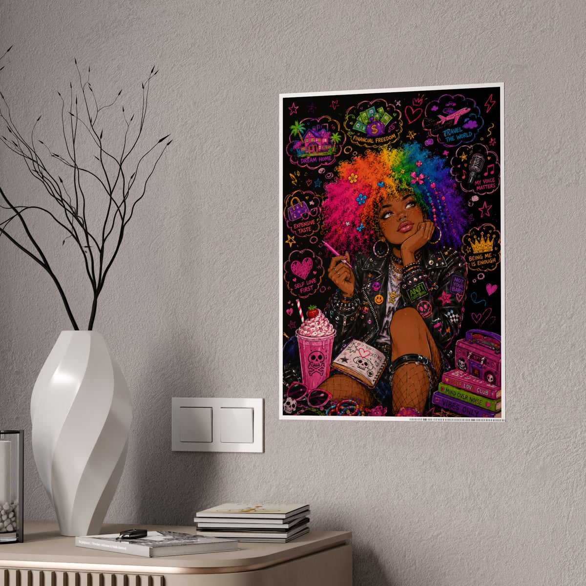 Gloss Poster — Rainbow Afro Girl Pop Art Print
