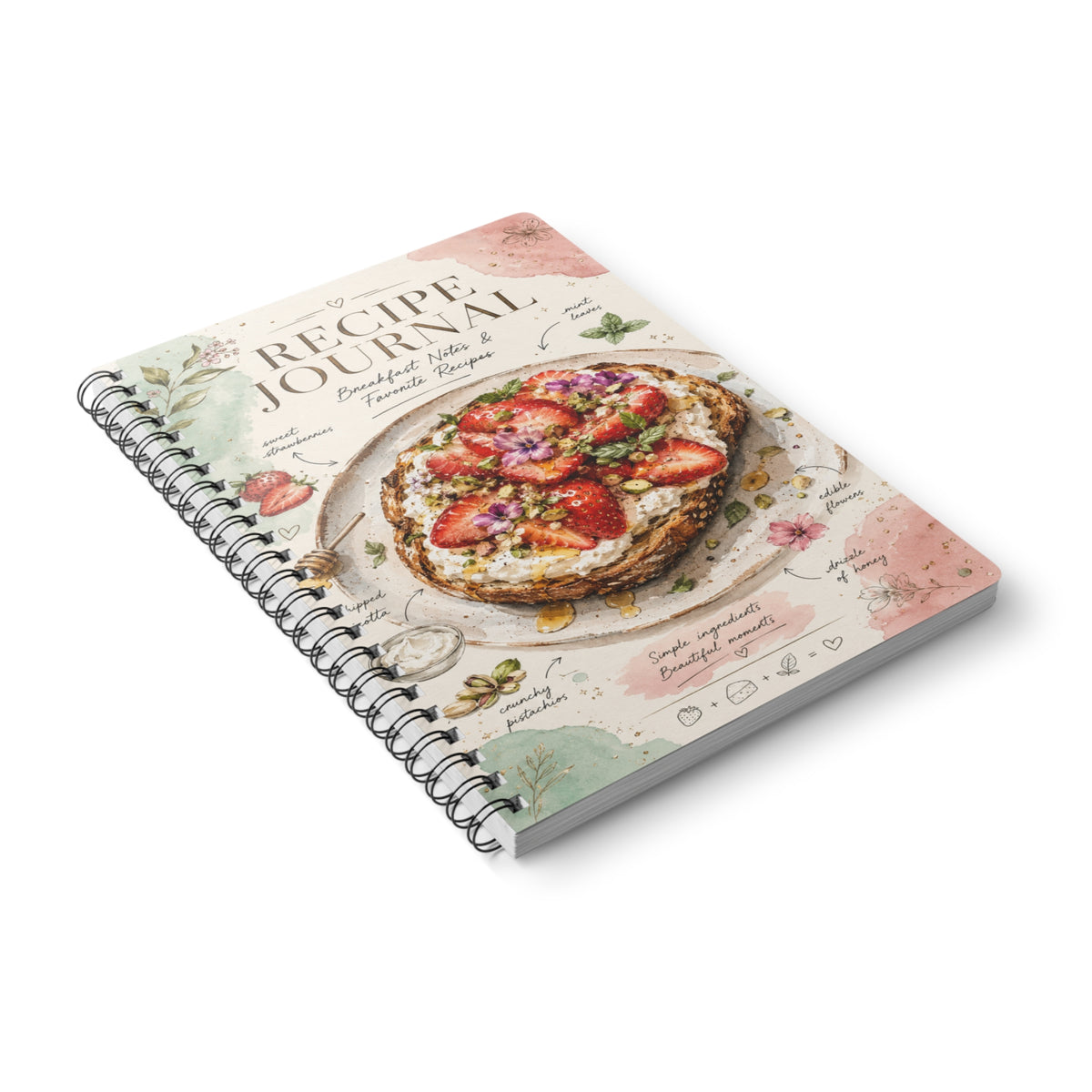 Strawberry Toast Recipe Journal Notebook A5 wirobound