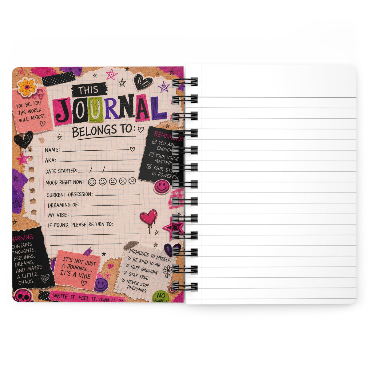 Journal — Bold Feminist Illustrated Spiral Notebook: "Your Story. Your Rules. Your Revolution."