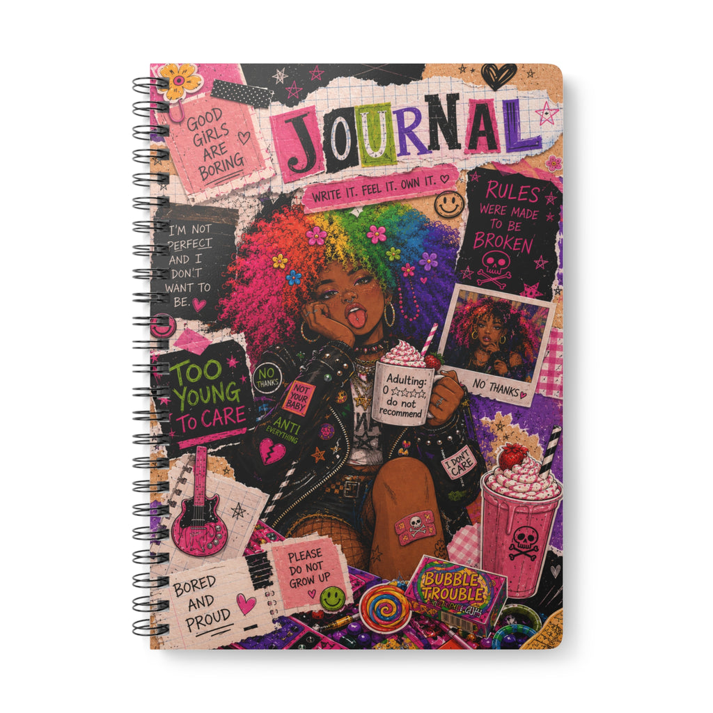 Colorful Punk Girl Journal — A5 Spiral Notebook (Wirobound Softcover)