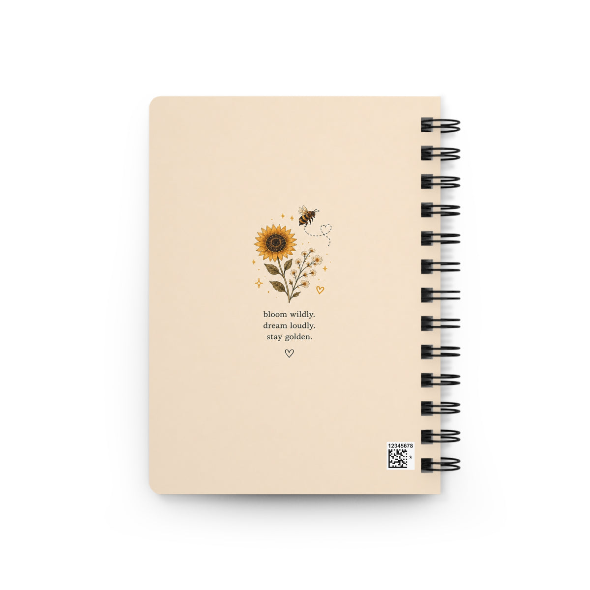 Sunflower Honey Journal — Spiral Bound Notebook with Positive Affirmations & Floral Collage