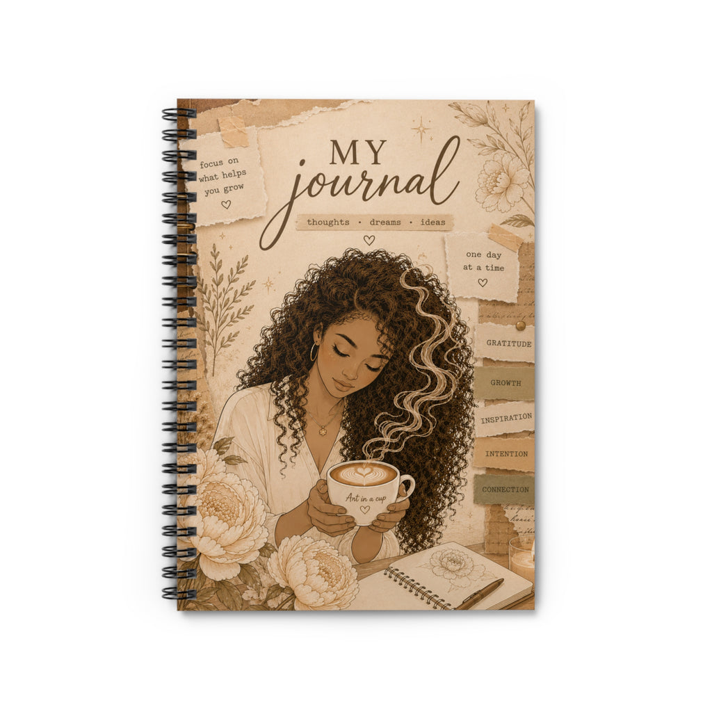 My Journal Spiral Notebook — Cozy Floral Guided Ruled Notebook for Gratitude, Self-Care & Daily Reflection