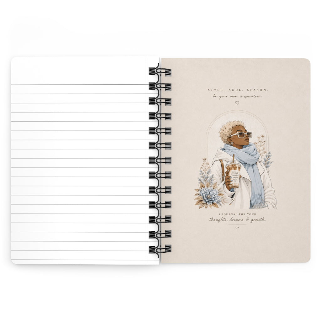 Cozy Coffee Street Style Spiral Journal | Floral Winter Aesthetic Notebook