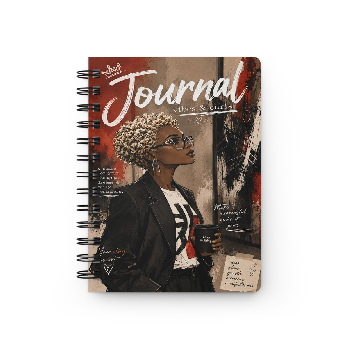 Spiral Journal — Urban Chic 'Journal Vibes & Curls' Notebook for Creative Women