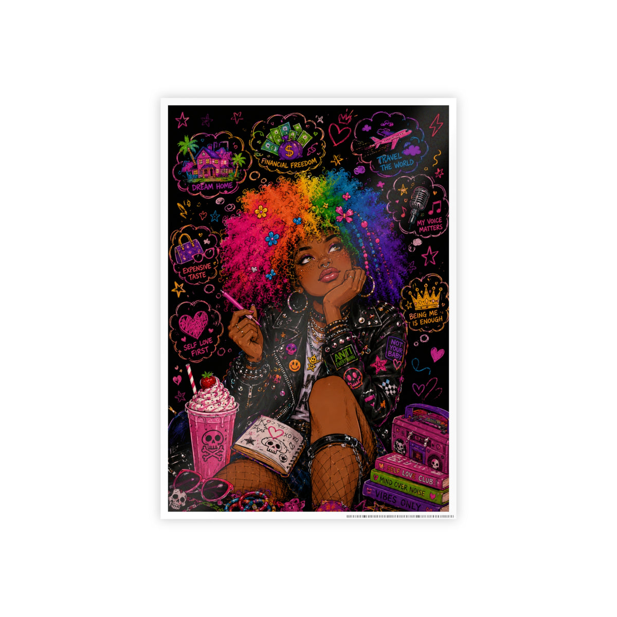Gloss Poster — Rainbow Afro Girl Pop Art Print