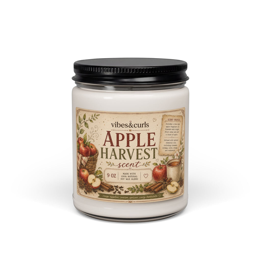 Apple Harvest Scented Soy Candle — 9oz Autumn Spice & Fresh Apple Jar