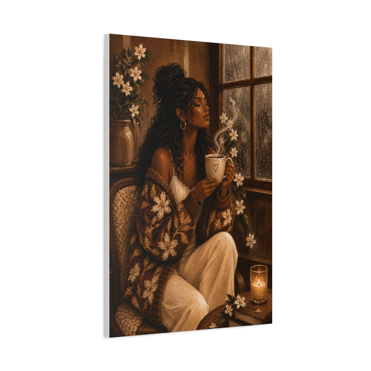 Warm Café Scene Stretched Wall Decor