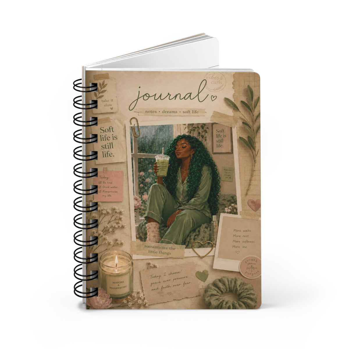 Cozy Self-Care Collage Spiral Bound Journal | Gratitude Notebook | Relaxing Aesthetic
