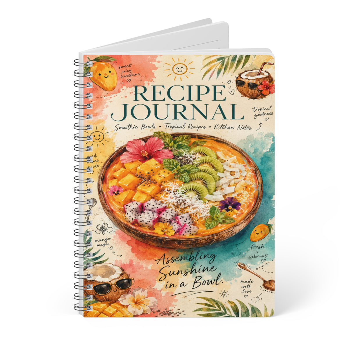 Tropical Smoothie Recipe Journal Wirobound Notebook | A5 Recipe Notebook