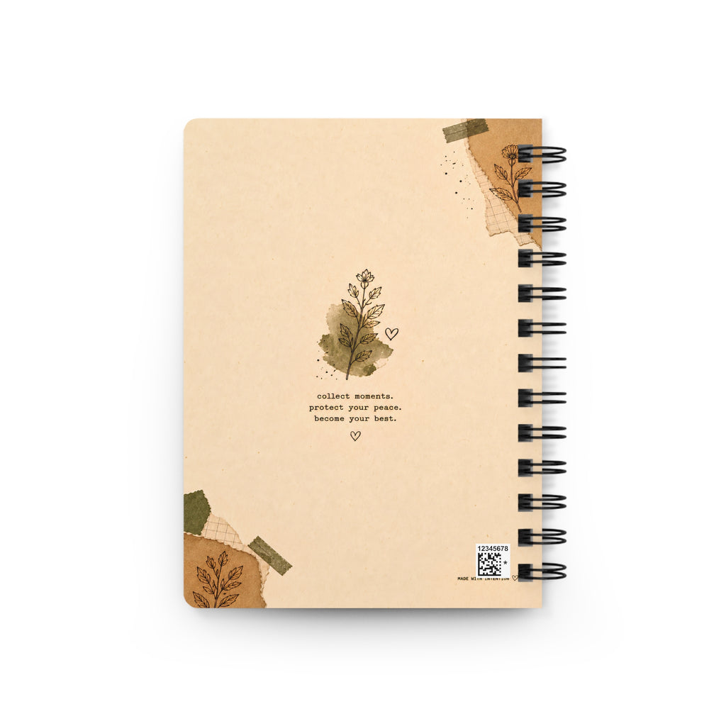 Cozy Study Girl Journal Spiral Bound Notebook | Botanical Collage Writing Diary