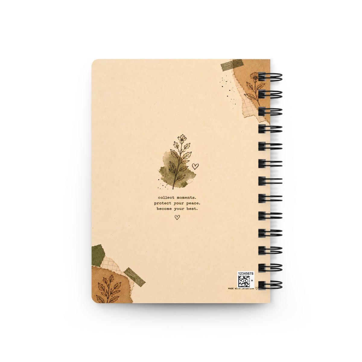 Cozy Study Girl Journal Spiral Bound Notebook | Botanical Collage Writing Diary