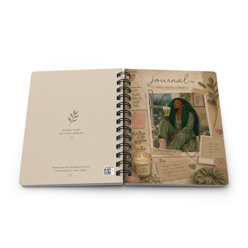Cozy Self-Care Collage Spiral Bound Journal | Gratitude Notebook | Relaxing Aesthetic