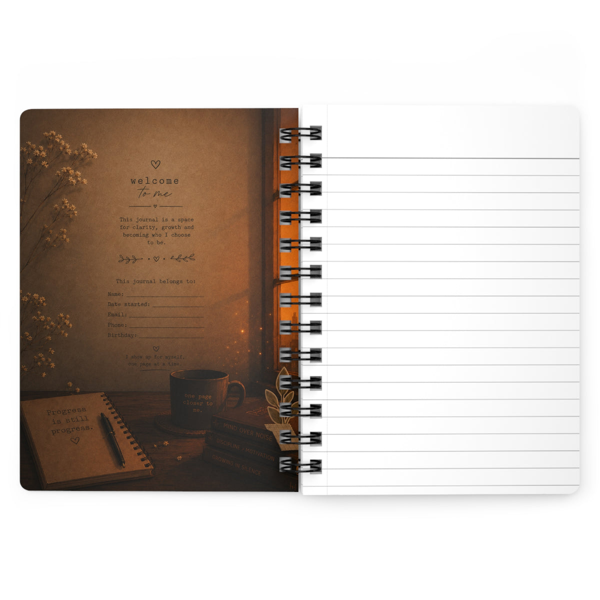 Journal Mindset Spiral Notebook — Cozy Self-Reflection Journal with Motivational Cover