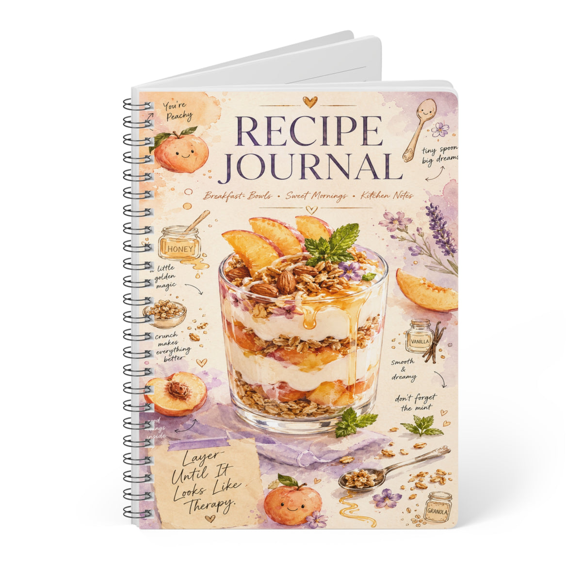 Peach Parfait Recipe Journal Notebook | Wirobound Softcover A5