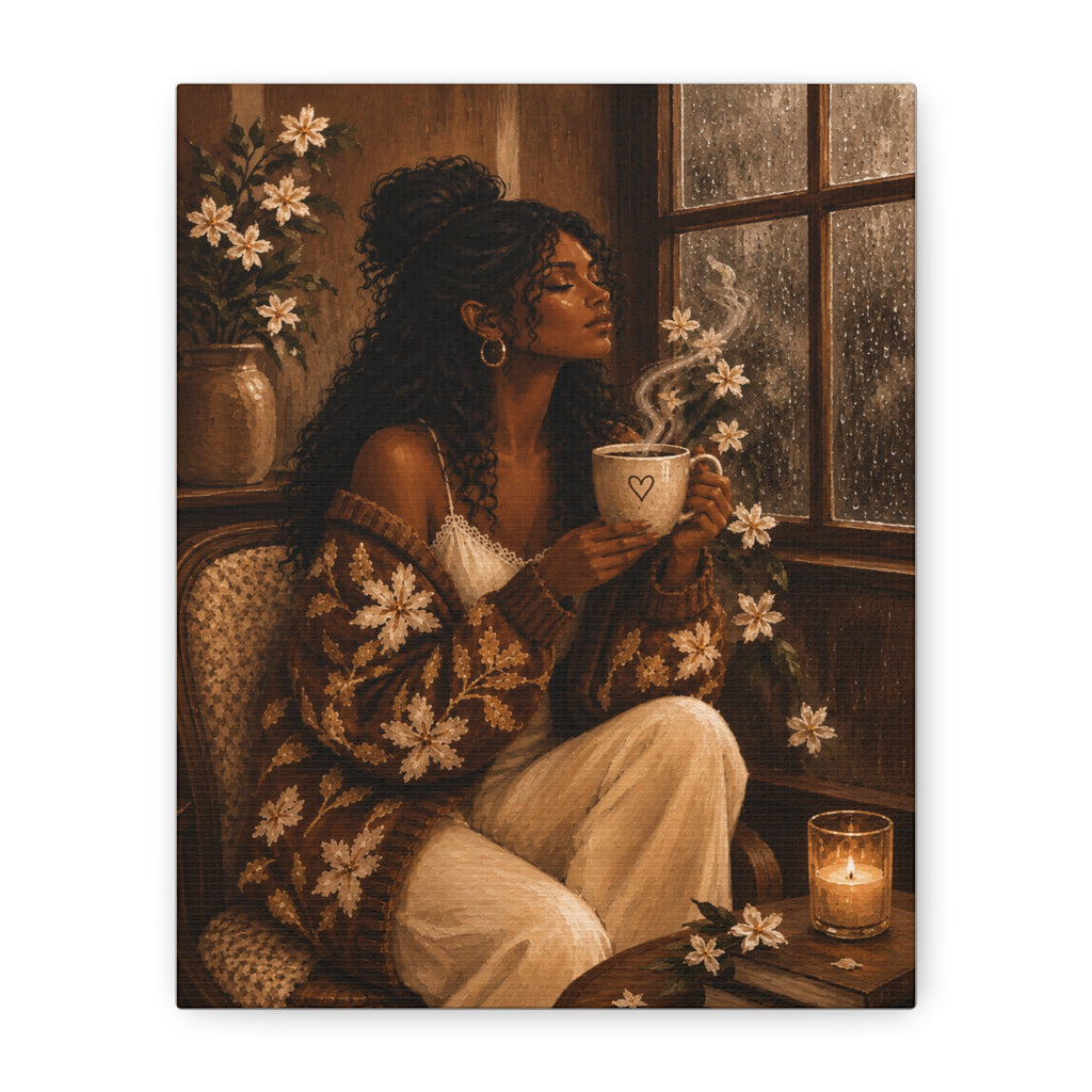 Warm Café Scene Stretched Wall Decor