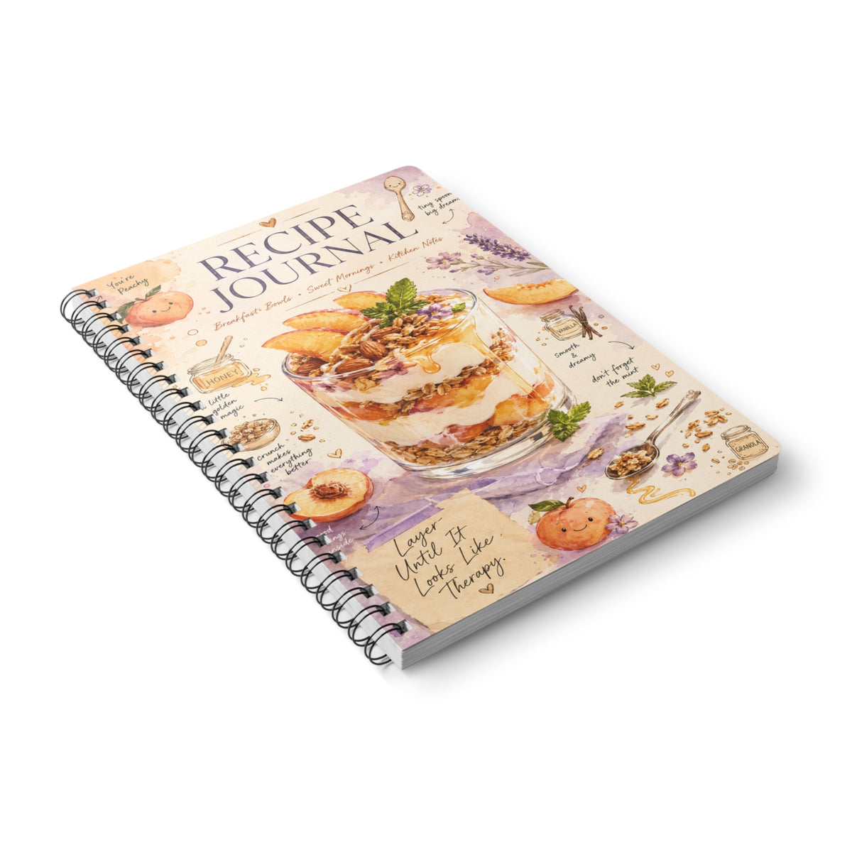 Peach Parfait Recipe Journal Notebook | Wirobound Softcover A5