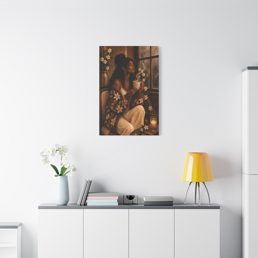 Warm Café Scene Stretched Wall Decor