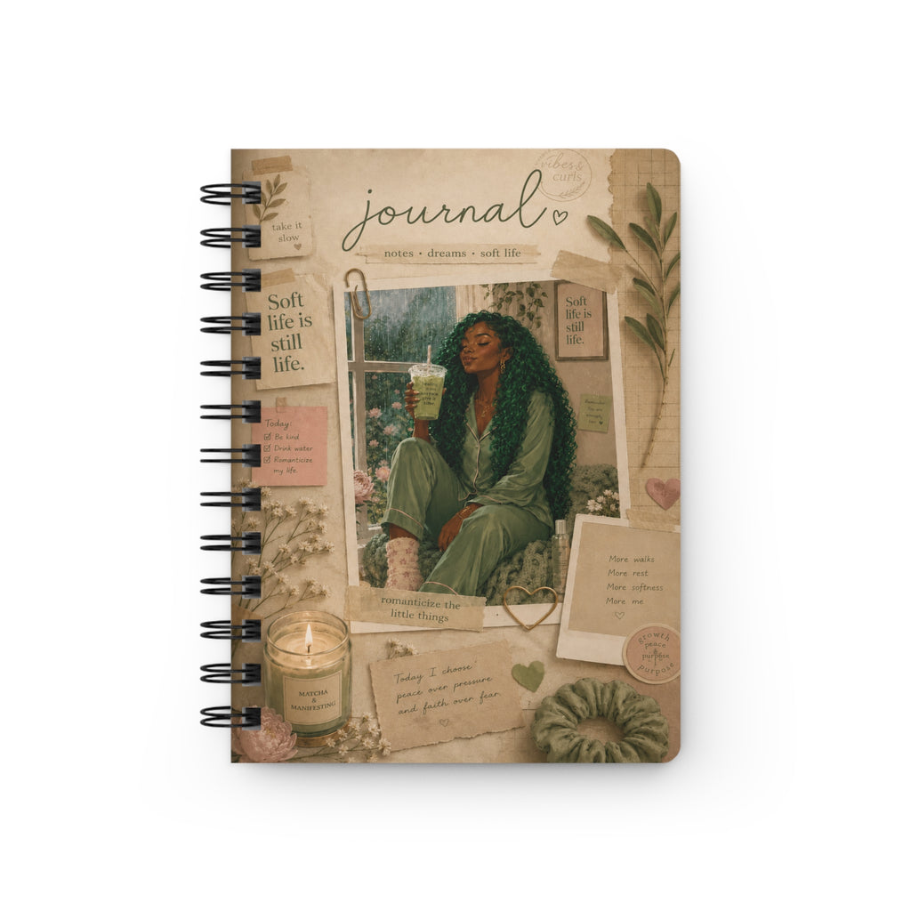 Cozy Self-Care Collage Spiral Bound Journal | Gratitude Notebook | Relaxing Aesthetic