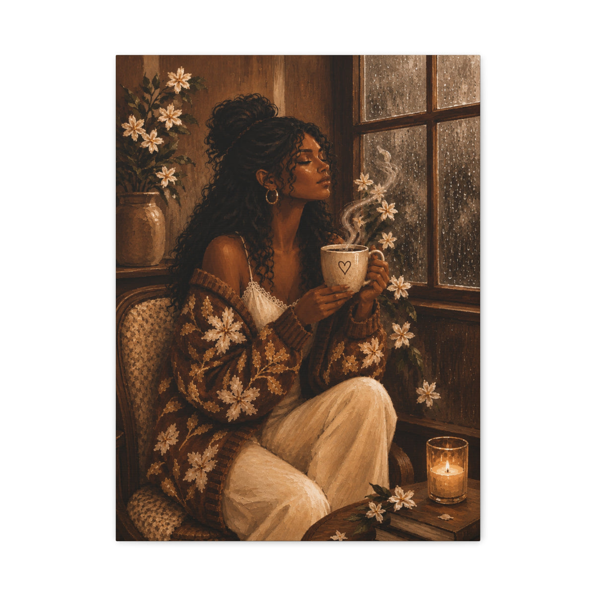 Warm Café Scene Stretched Wall Decor