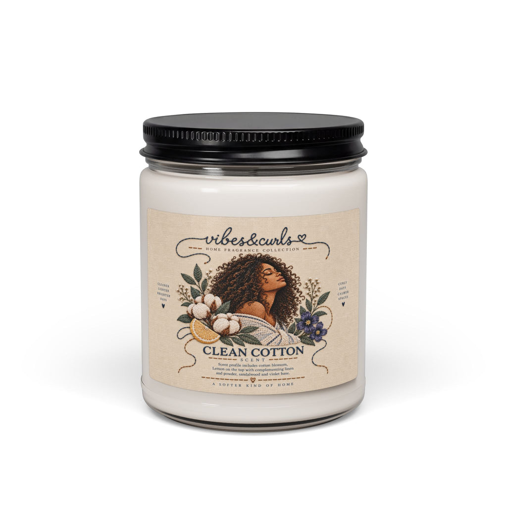 Clean Cotton Scented Soy Candle — 9oz Relaxing Cotton & Floral Jar