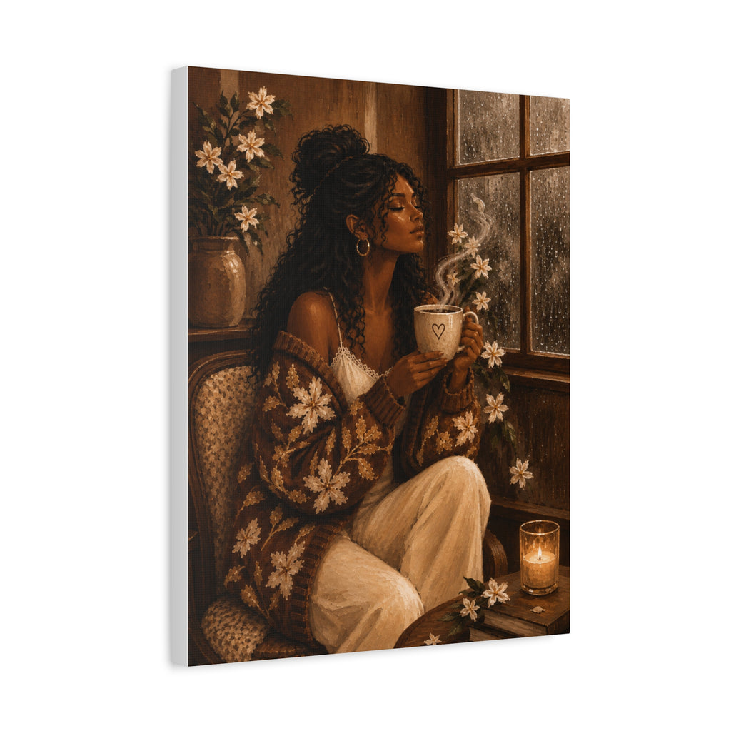 Warm Café Scene Stretched Wall Decor