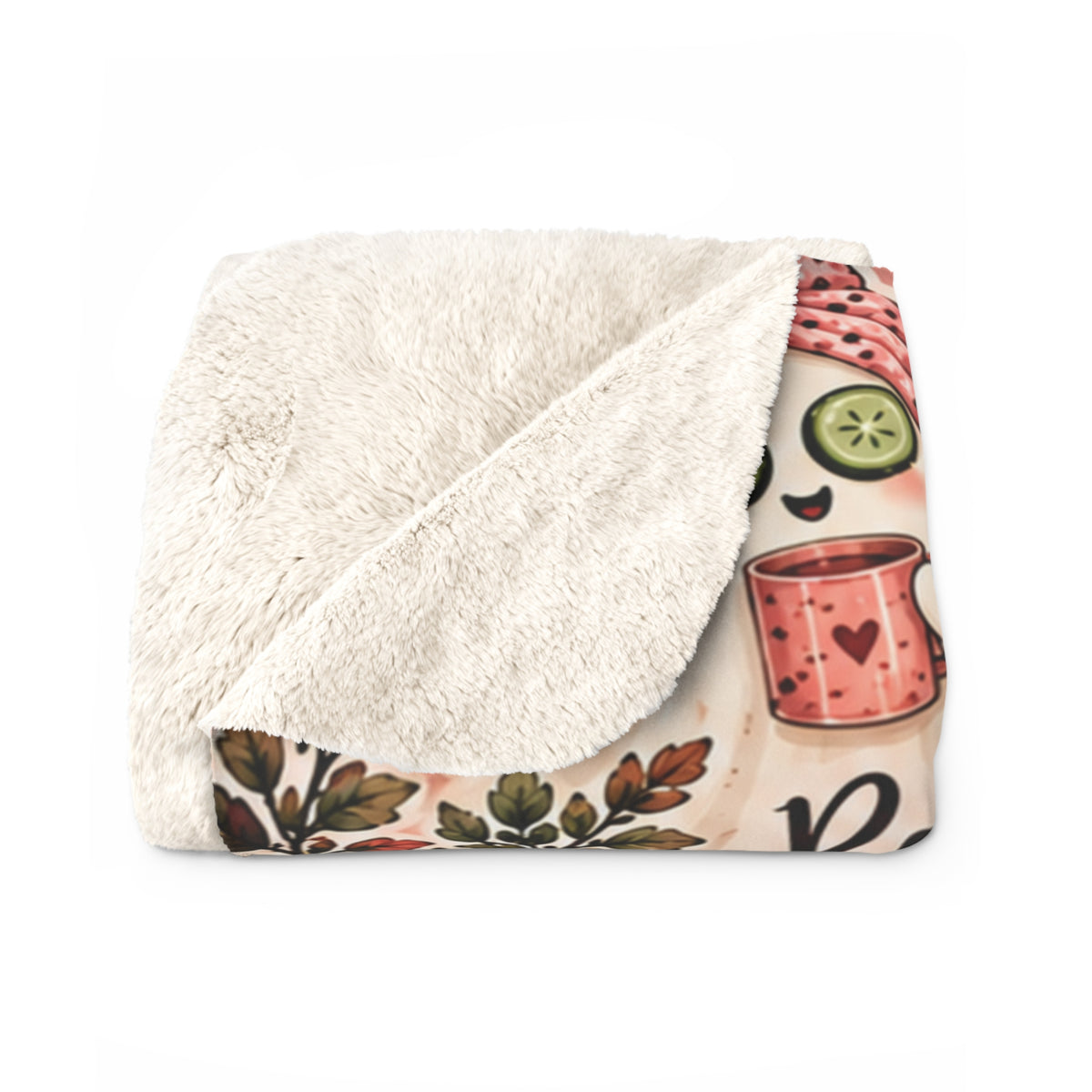 Cozy Witch Self-Care Sherpa Blanket — Halloween Pumpkin, Cats & Spa Bath Sticker Collage