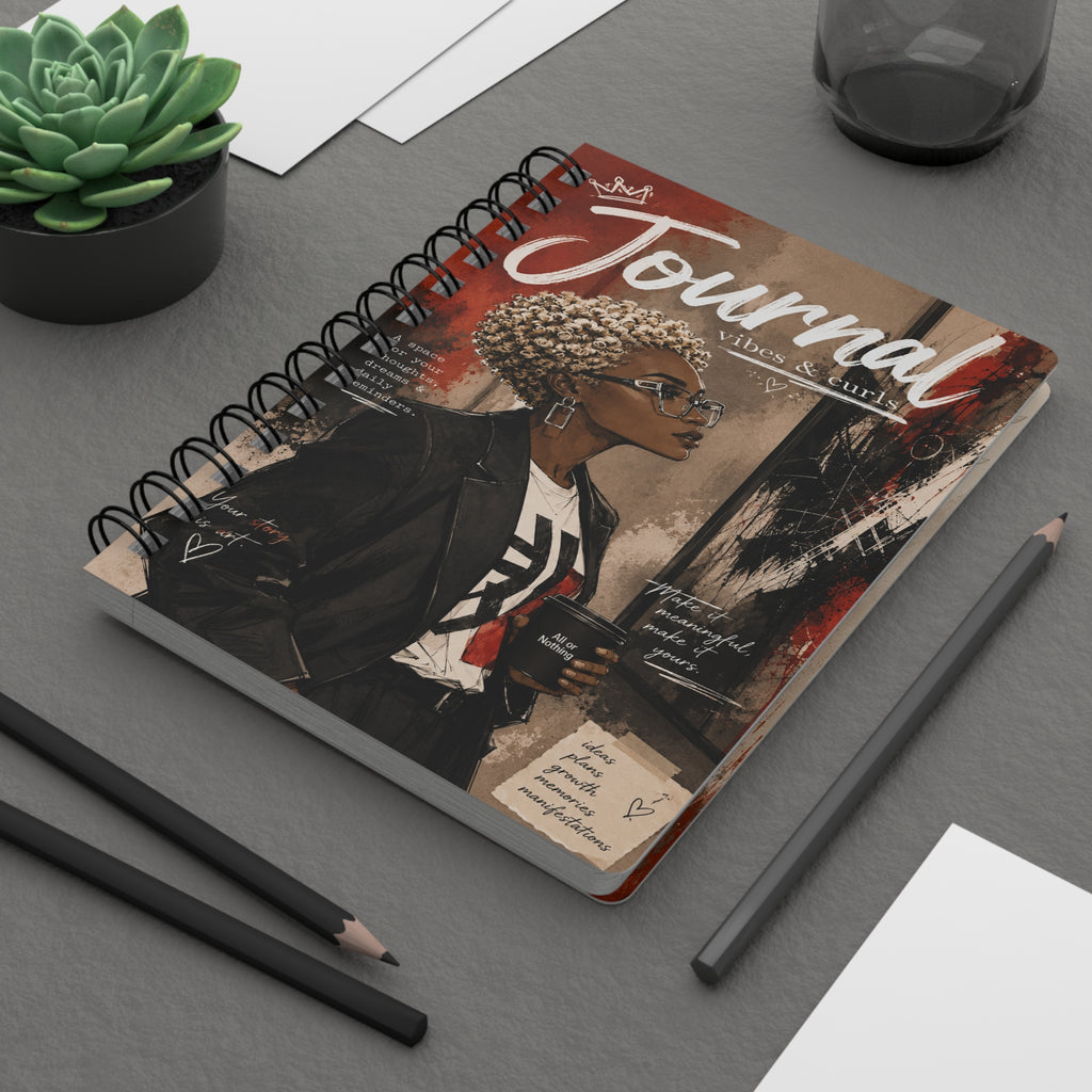 Spiral Journal — Urban Chic 'Journal Vibes & Curls' Notebook for Creative Women