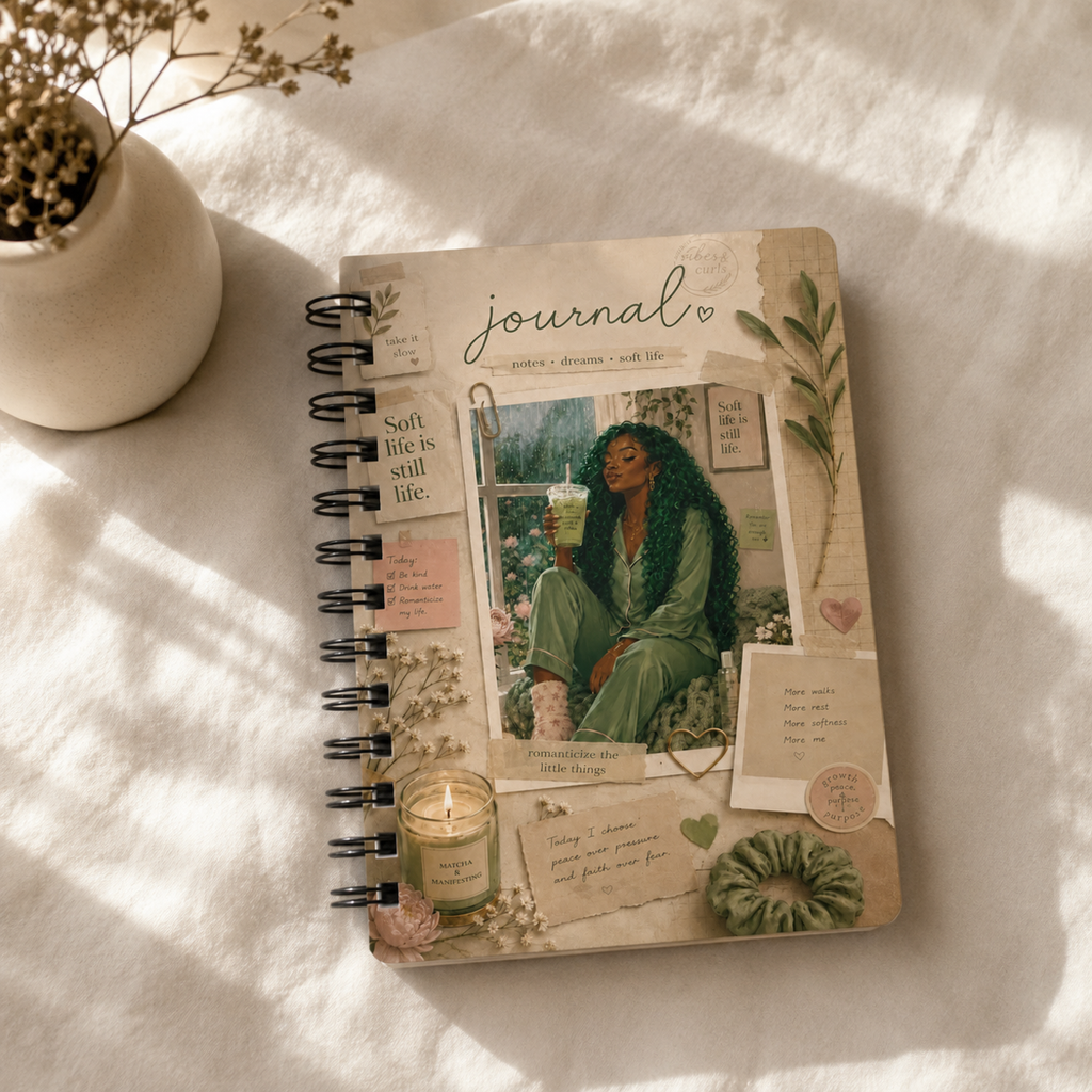 Cozy Self-Care Collage Spiral Bound Journal | Gratitude Notebook | Relaxing Aesthetic