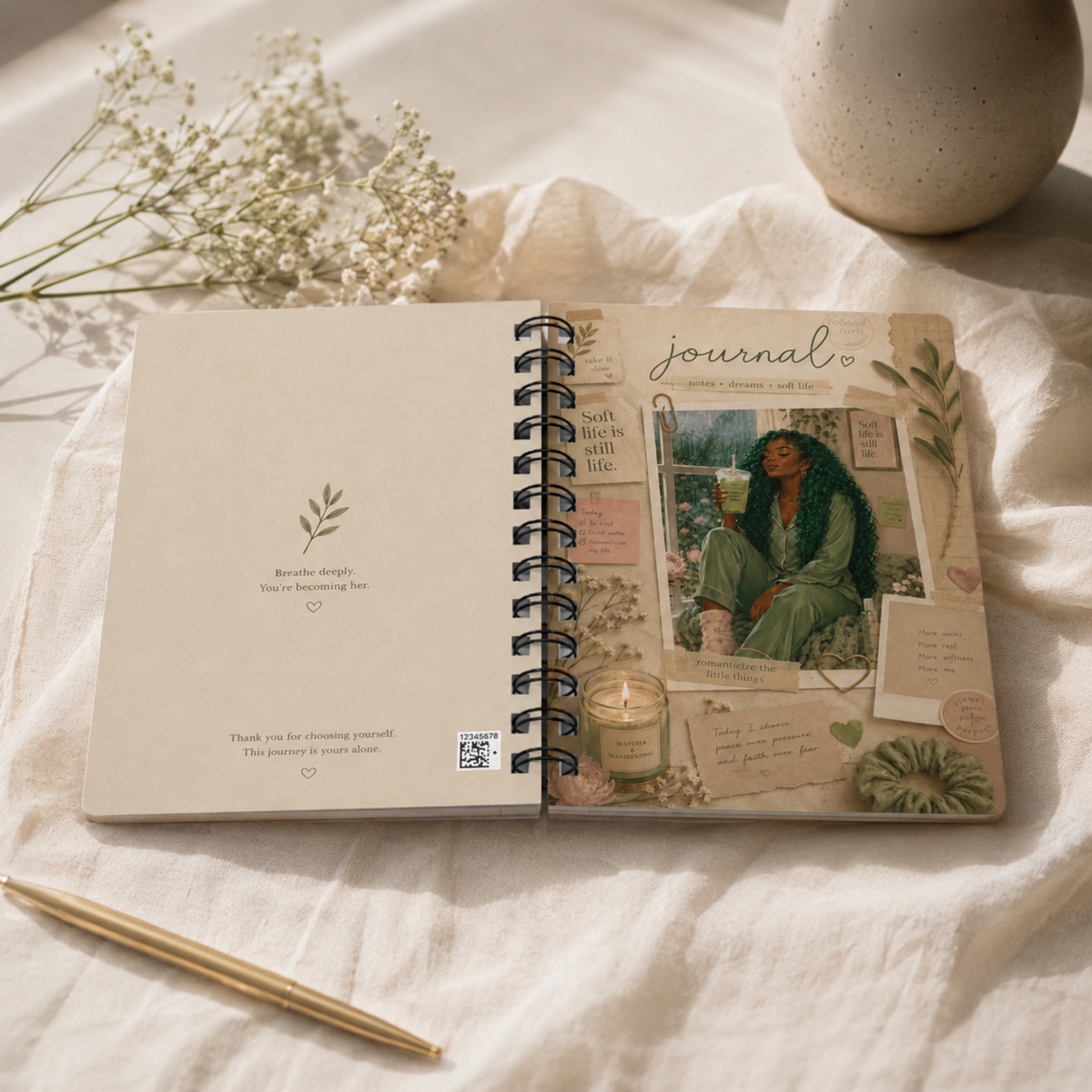 Cozy Self-Care Collage Spiral Bound Journal | Gratitude Notebook | Relaxing Aesthetic