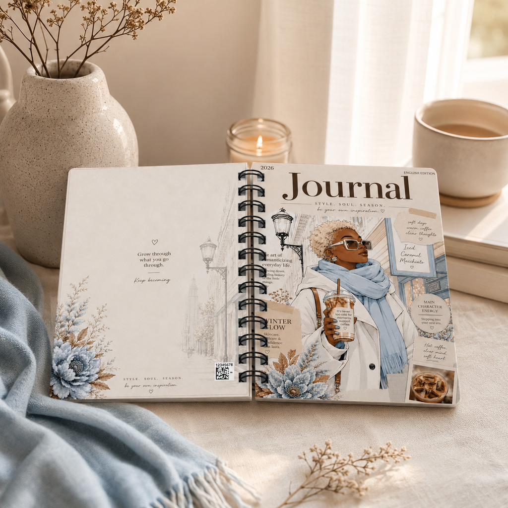 Cozy Coffee Street Style Spiral Journal | Floral Winter Aesthetic Notebook