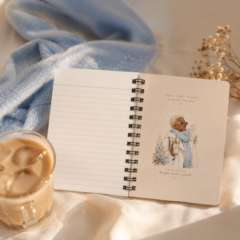 Cozy Coffee Street Style Spiral Journal | Floral Winter Aesthetic Notebook