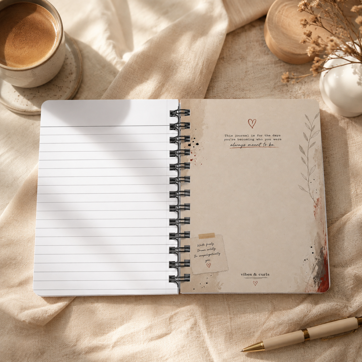 Spiral Journal — Urban Chic 'Journal Vibes & Curls' Notebook for Creative Women
