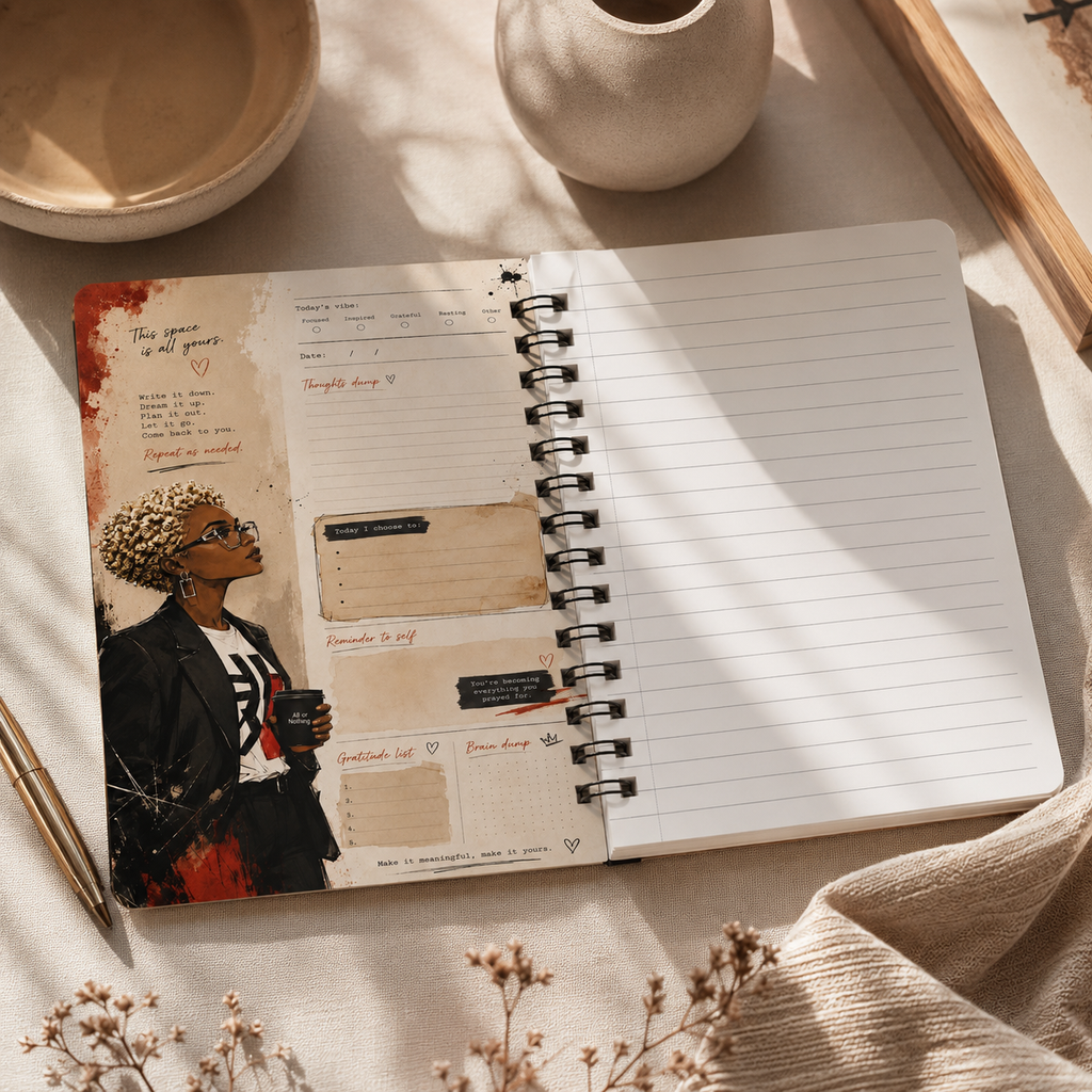Spiral Journal — Urban Chic 'Journal Vibes & Curls' Notebook for Creative Women