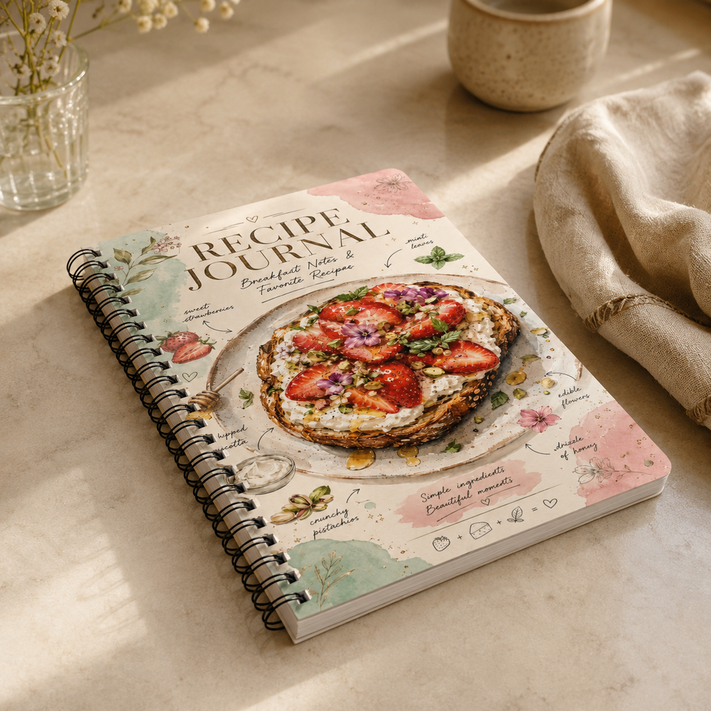 Strawberry Toast Recipe Journal Notebook A5 wirobound