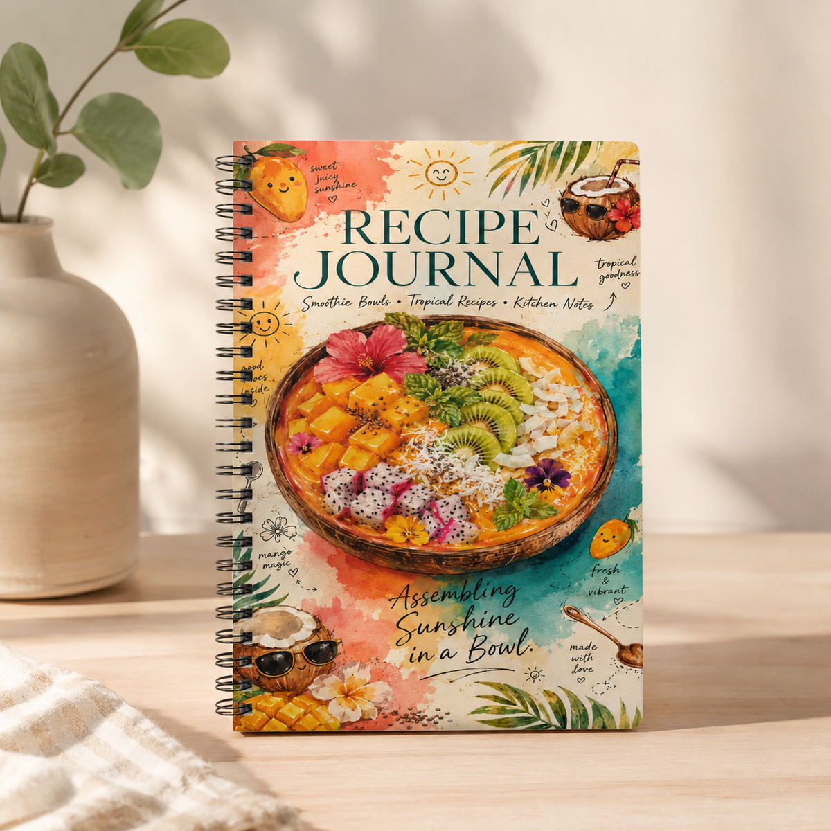 Tropical Smoothie Recipe Journal Wirobound Notebook | A5 Recipe Notebook