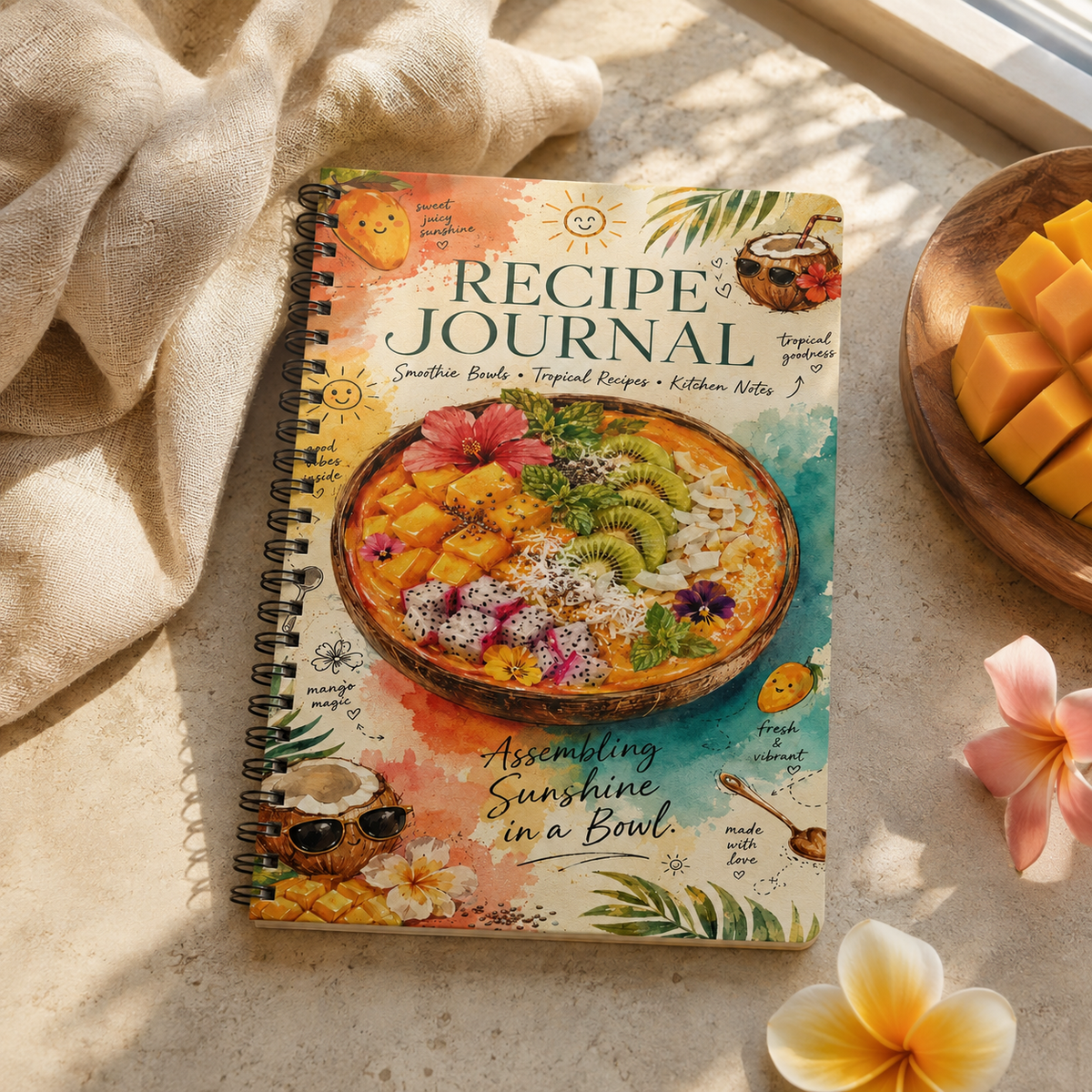 Tropical Smoothie Recipe Journal Wirobound Notebook | A5 Recipe Notebook