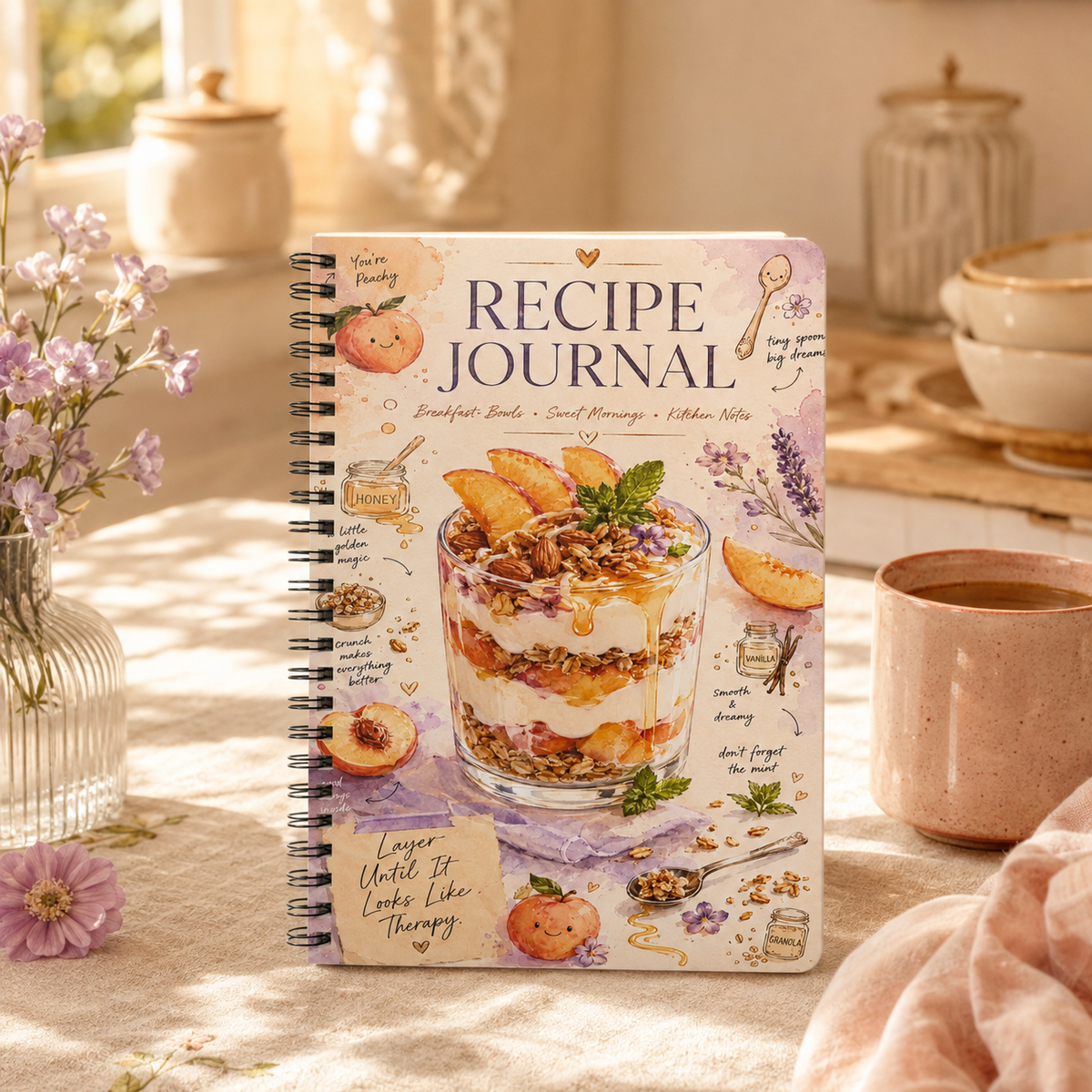 Peach Parfait Recipe Journal Notebook | Wirobound Softcover A5