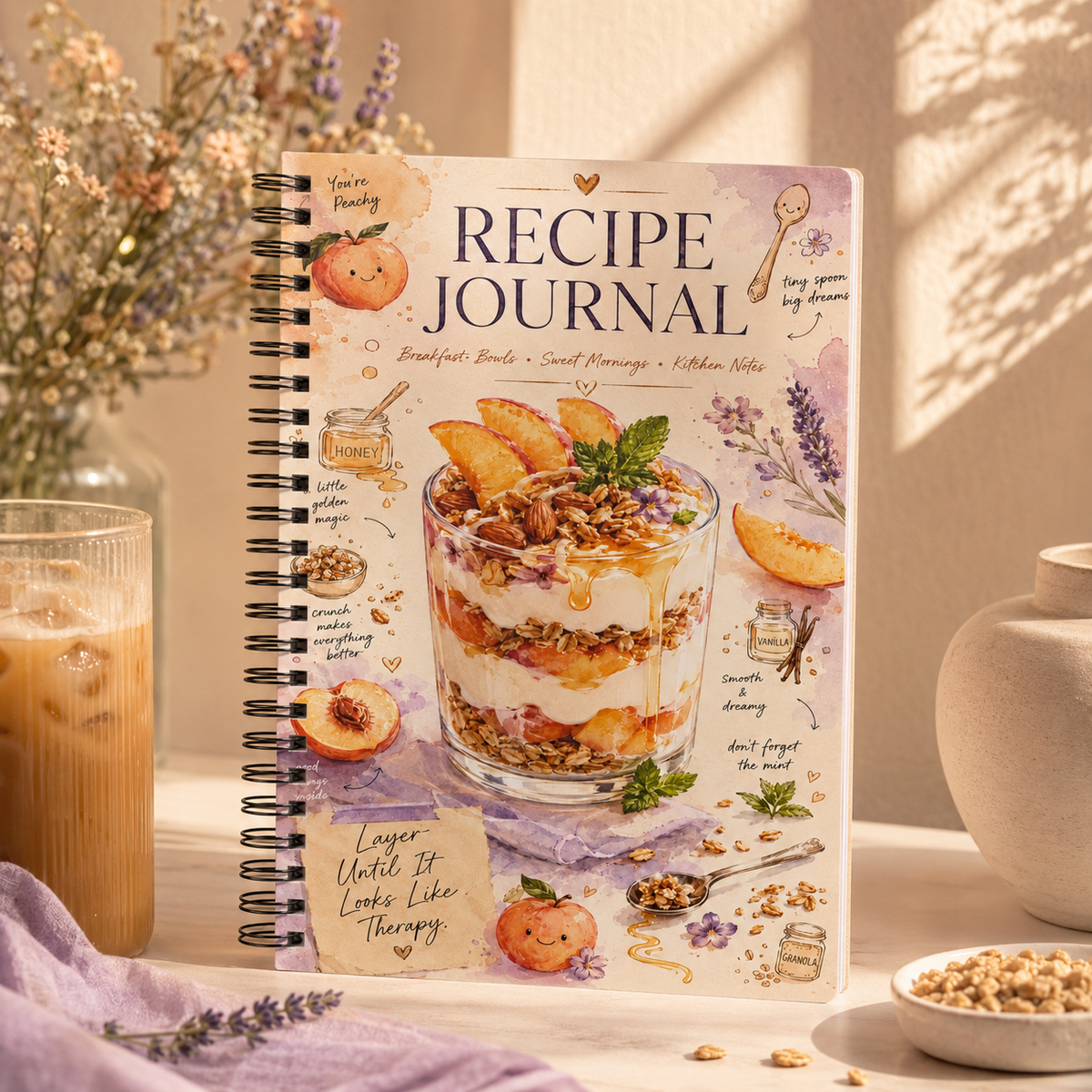 Peach Parfait Recipe Journal Notebook | Wirobound Softcover A5