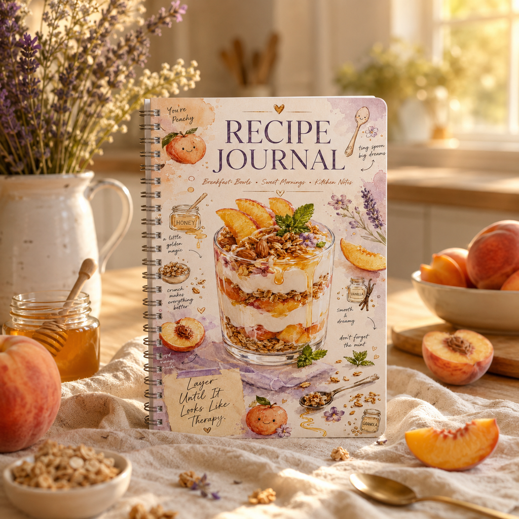 Peach Parfait Recipe Journal Notebook | Wirobound Softcover A5