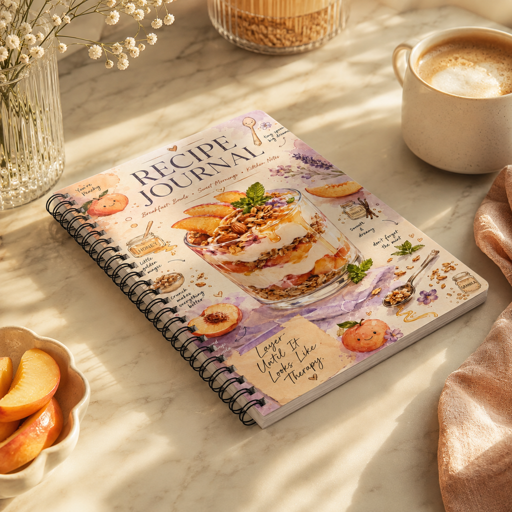 Peach Parfait Recipe Journal Notebook | Wirobound Softcover A5