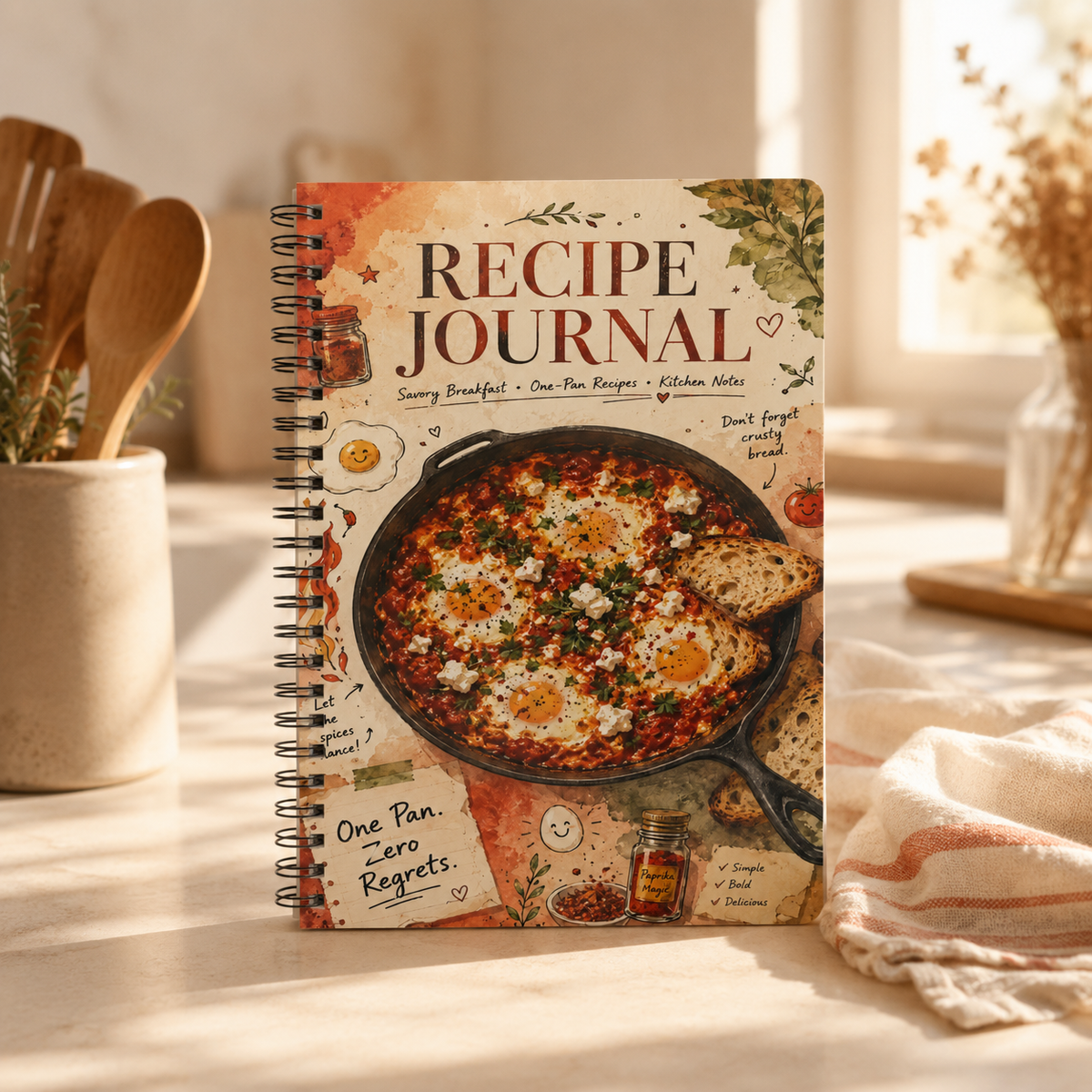 Shakshuka Recipe Journal Notebook | Wirobound Softcover A5