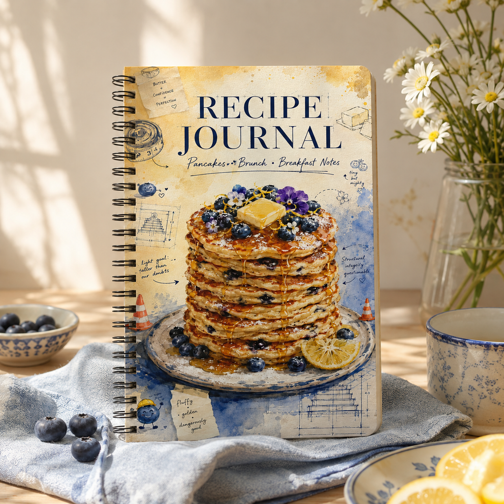 Recipe Journal Wirobound A5 Notebook — Pancake & Breakfast Recipe Notebook