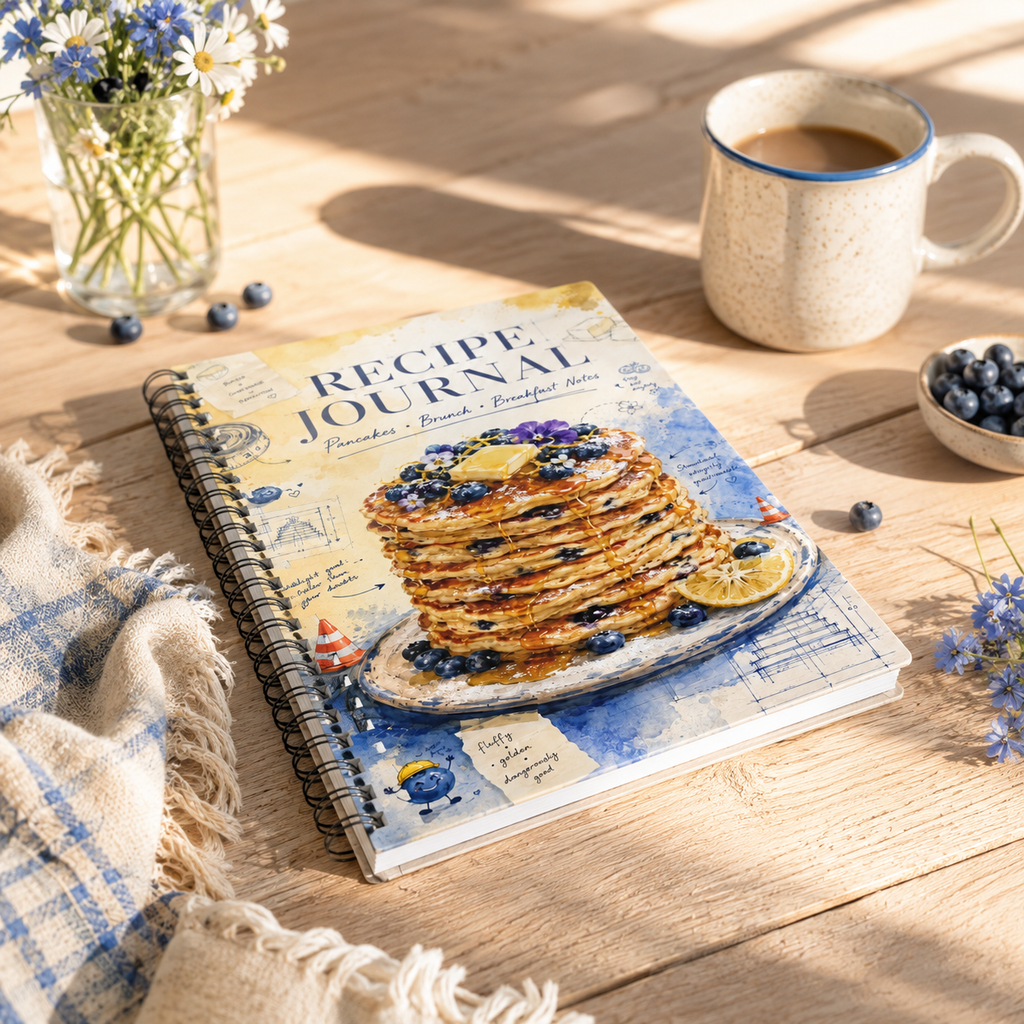 Recipe Journal Wirobound A5 Notebook — Pancake & Breakfast Recipe Notebook