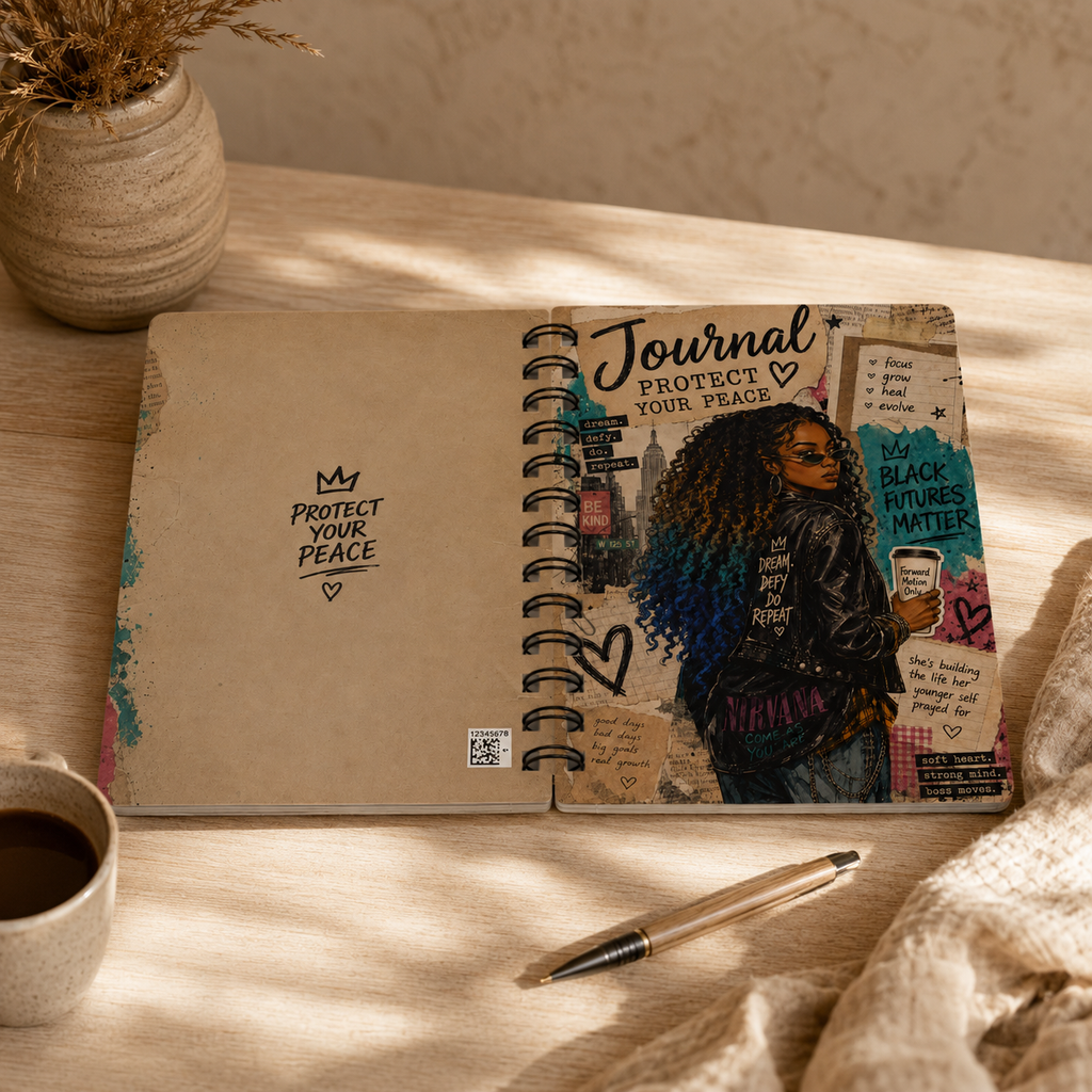 Protect Your Peace Spiral Journal — Black Futures Matter Inspirational Notebook