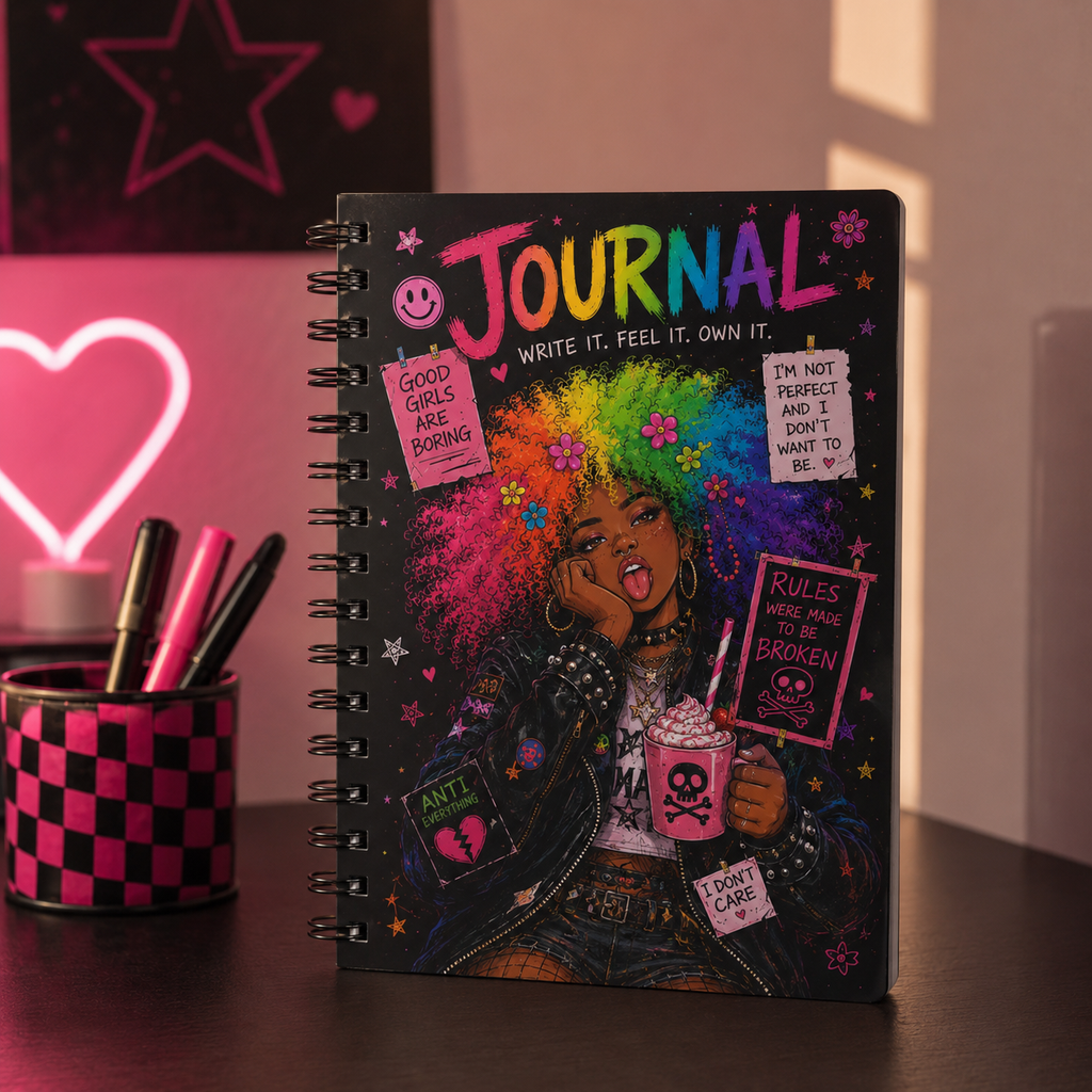 Journal — Bold Feminist Illustrated Spiral Notebook: "Your Story. Your Rules. Your Revolution."