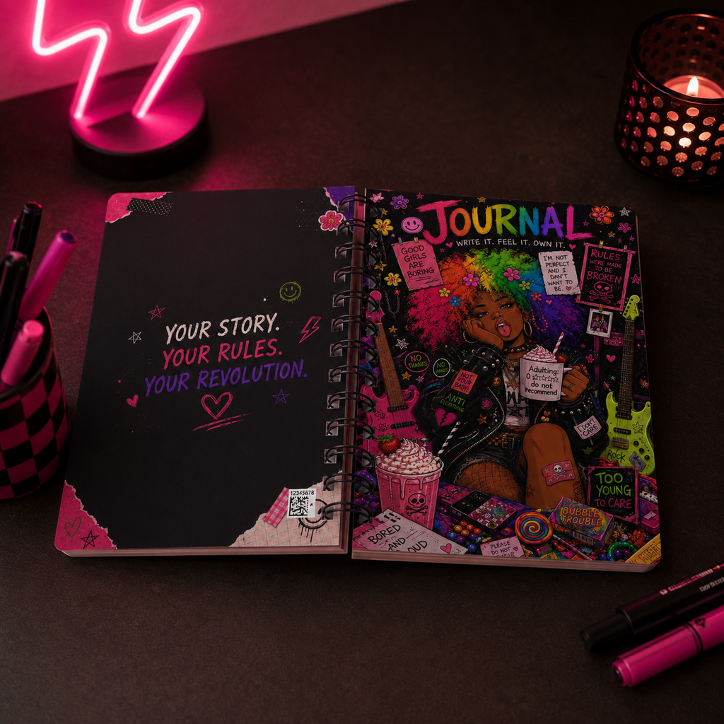Journal — Bold Feminist Illustrated Spiral Notebook: "Your Story. Your Rules. Your Revolution."