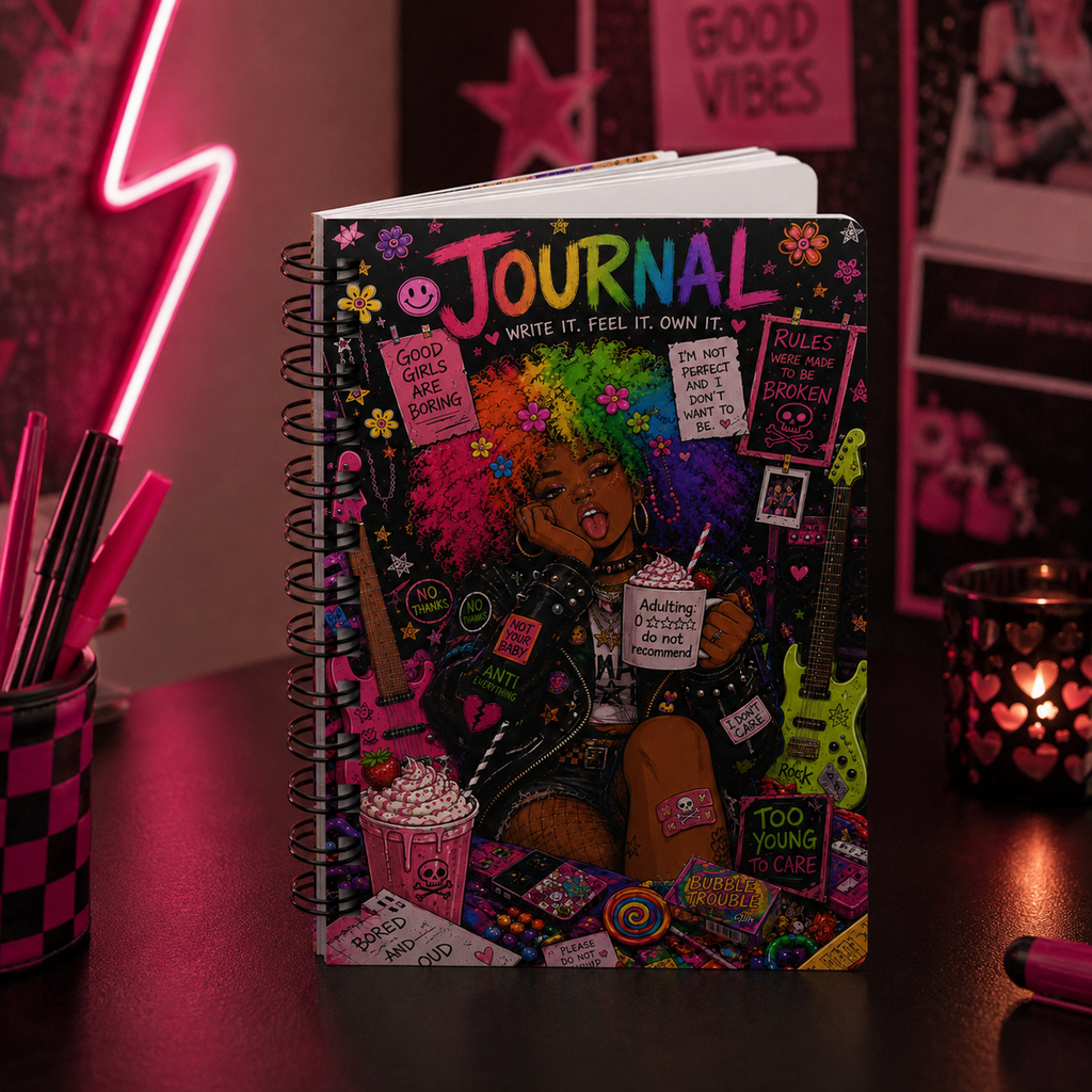 Journal — Bold Feminist Illustrated Spiral Notebook: "Your Story. Your Rules. Your Revolution."